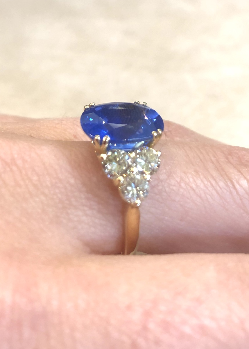 Bague ligne saphir et diamants-photo-4