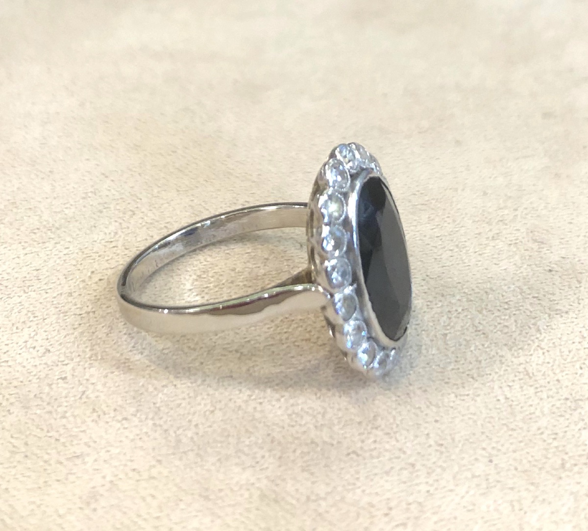 Bague saphir entourage diamants-photo-5