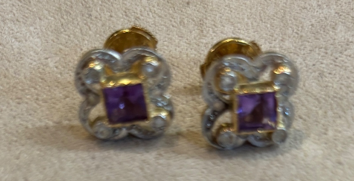 Amethyst Flower Earrings-photo-2