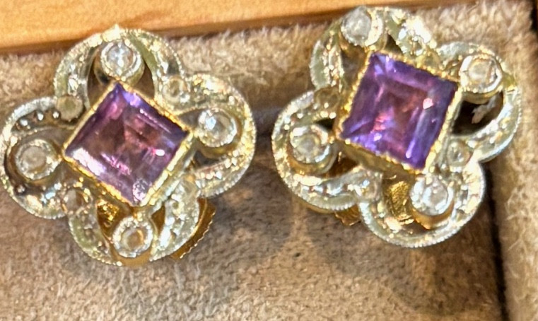 Amethyst Flower Earrings