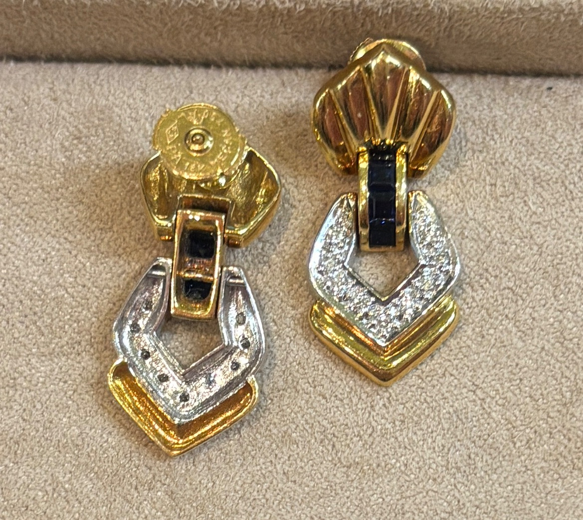 boucles d'oreille pendantes saphirs/diamants-photo-1