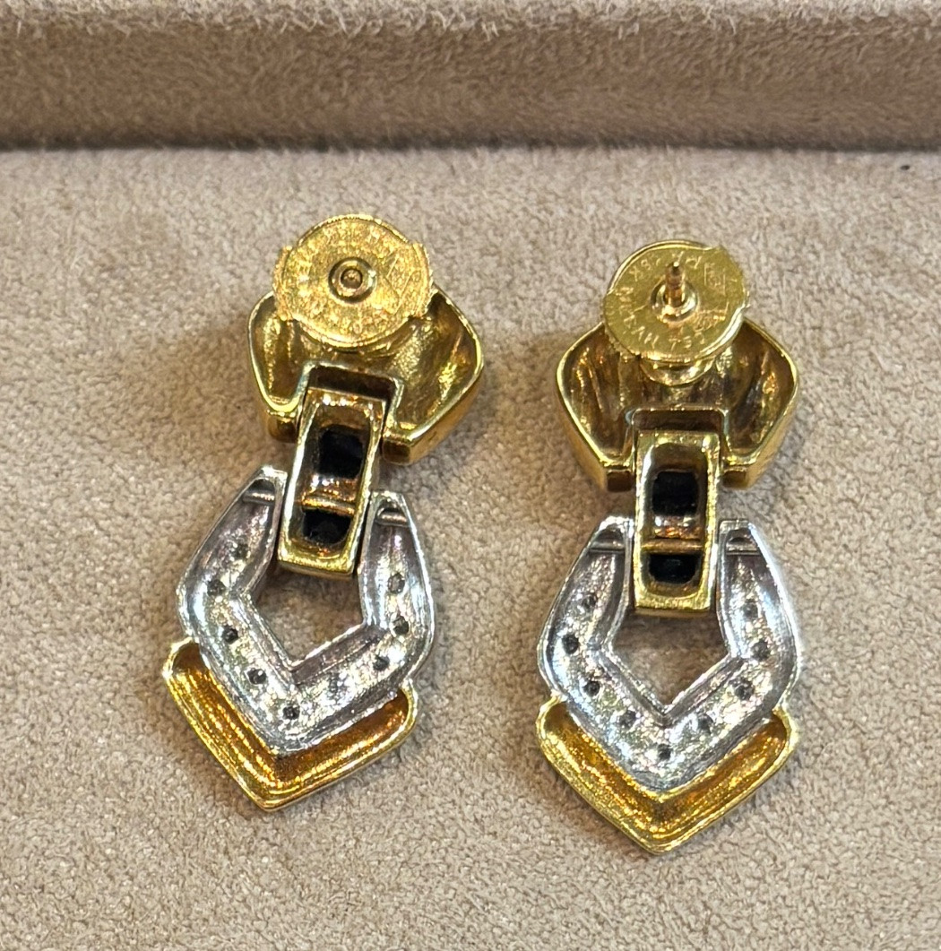 boucles d'oreille pendantes saphirs/diamants-photo-2