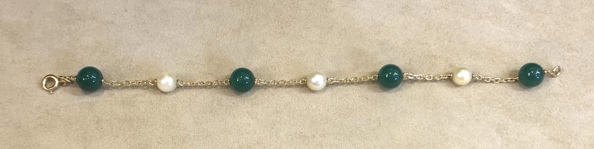 Green Chalcedony And Pearl Bracelet-photo-3