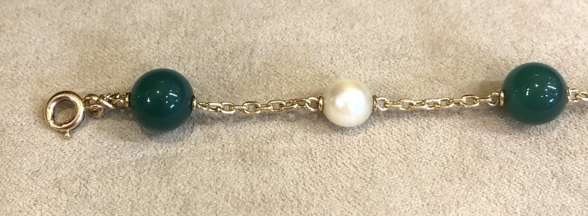 Green Chalcedony And Pearl Bracelet-photo-6