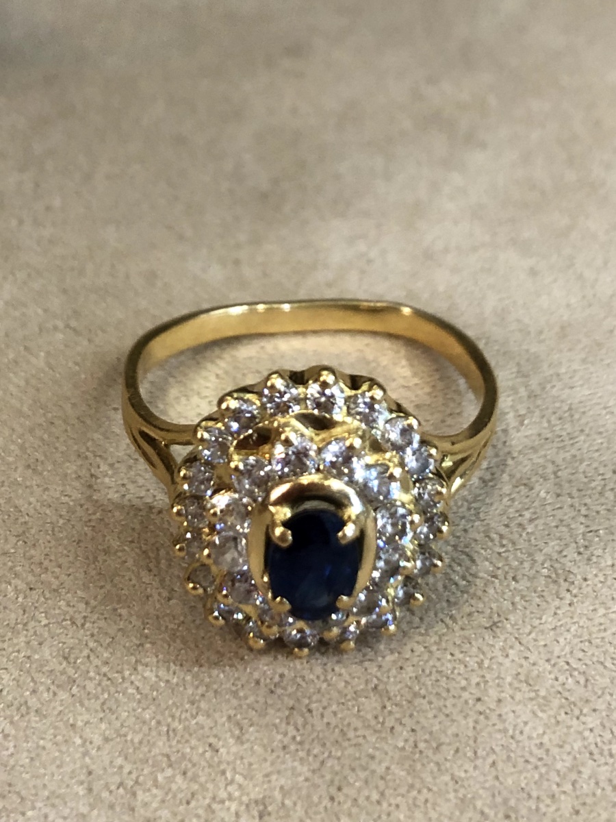 bague saphir bleu et spahirs blancs-photo-5