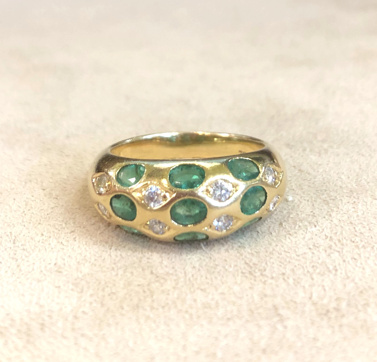 Emerald And Diamond Dome Ring