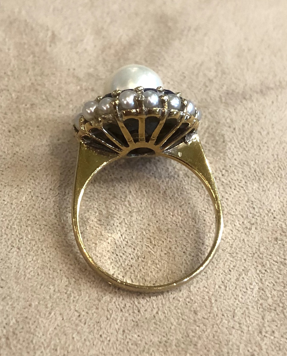 Bague ronde perles et saphirs-photo-1