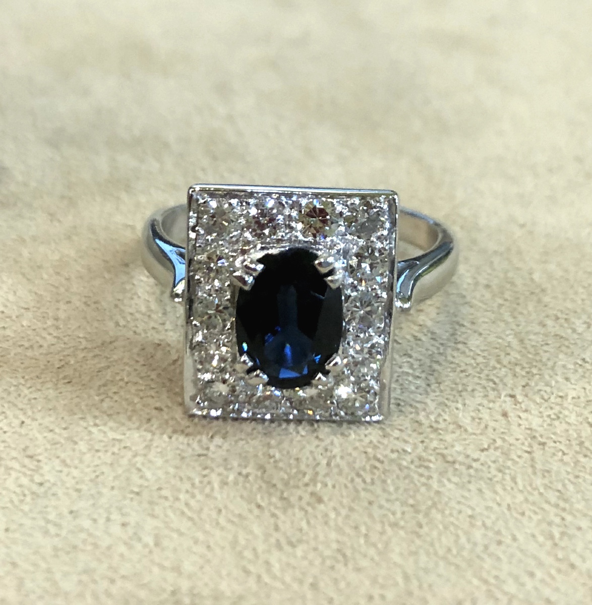 Sapphire And Diamond Pave Ring