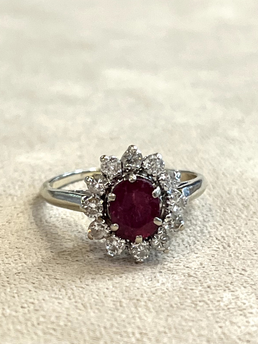 Bague fleur Rubis Et Diamants-photo-4