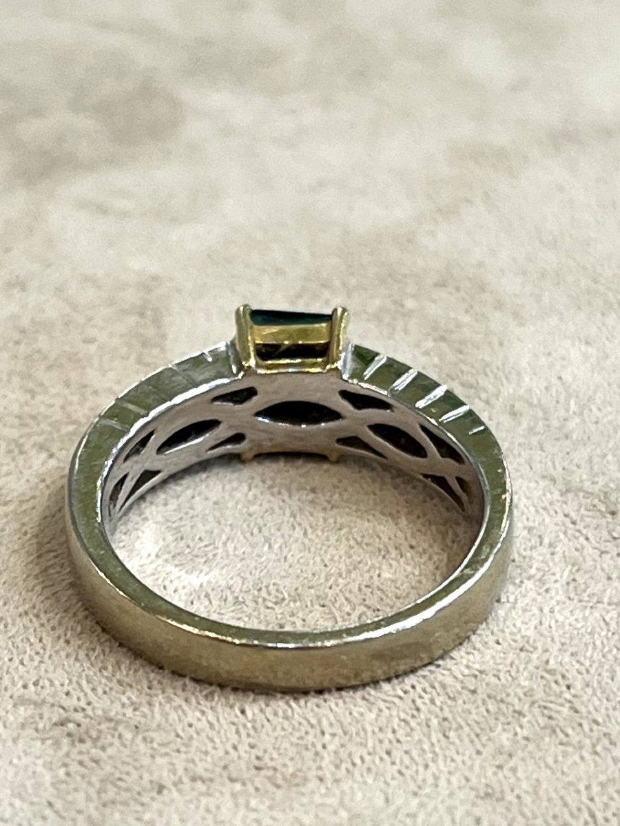 Bague Emeraude et Diamants baguette -photo-3