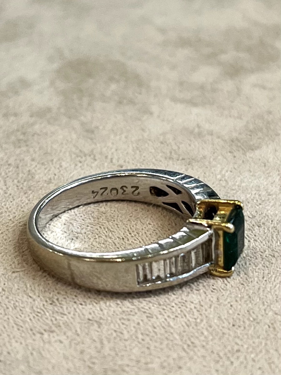 Bague Emeraude et Diamants baguette -photo-4