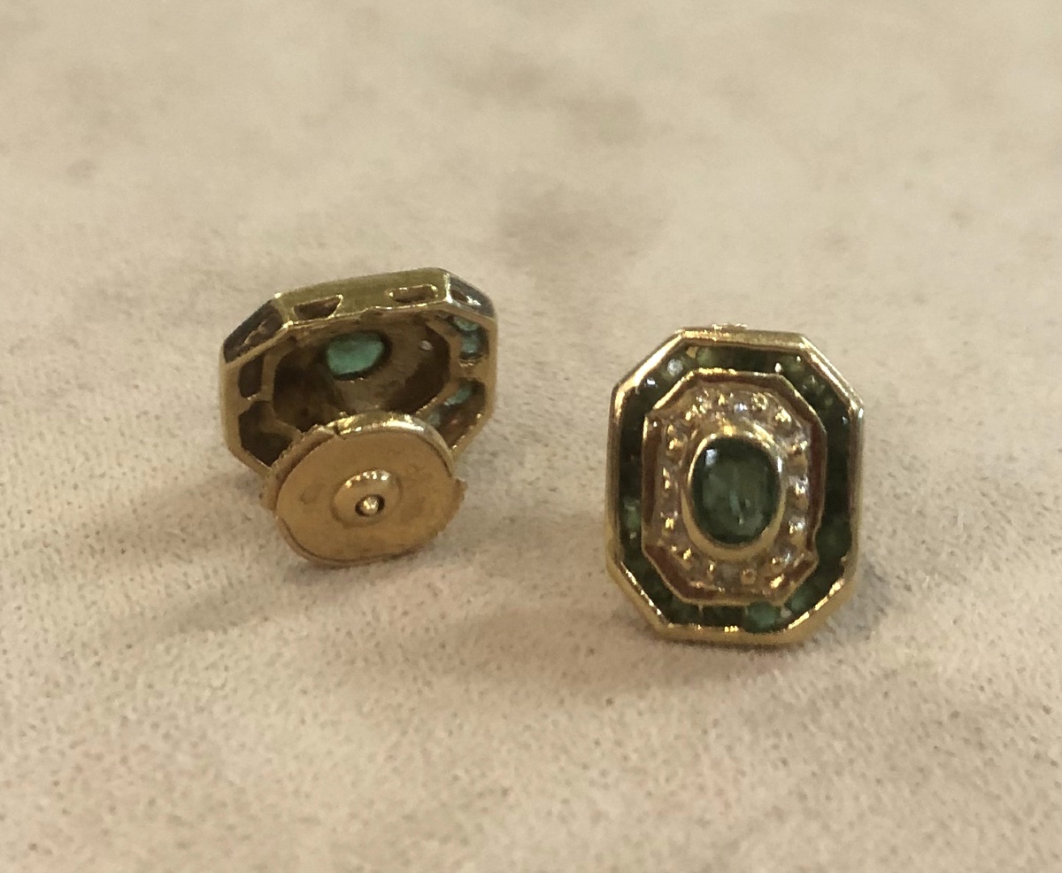 Boucles d'oreille emeraudes et diamants-photo-2