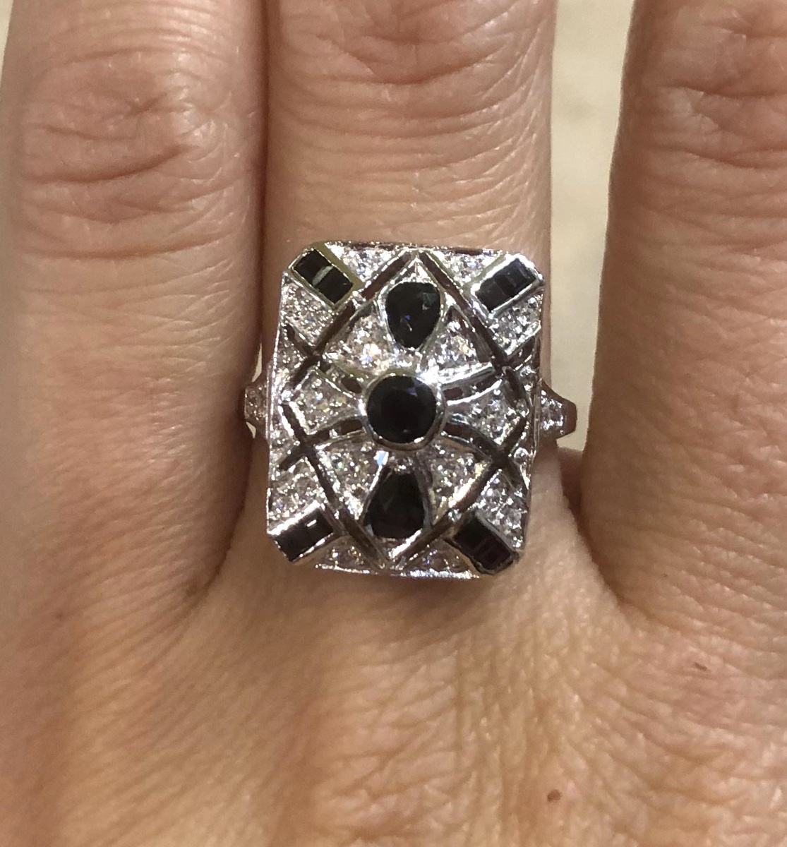 Sapphire And Zircon Pave Ring-photo-2