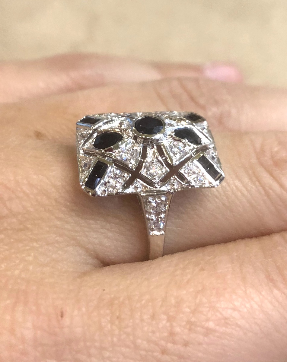 Sapphire And Zircon Pave Ring-photo-3