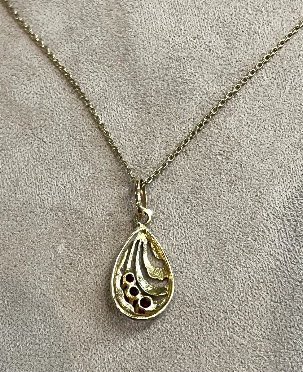 pendentif poire rubis et diamants -photo-1
