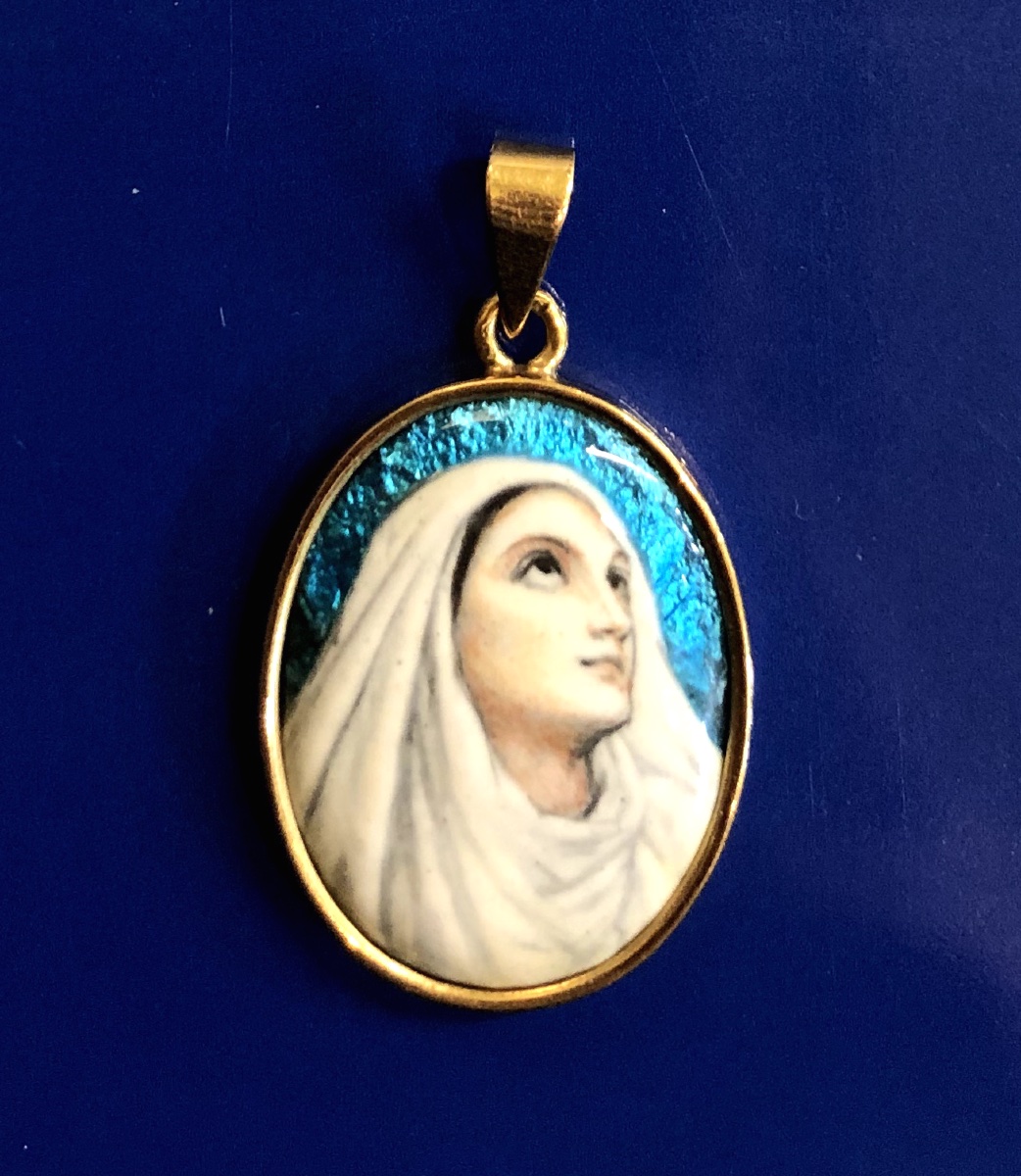 Pendentif vierge en émaux de limoges-photo-2