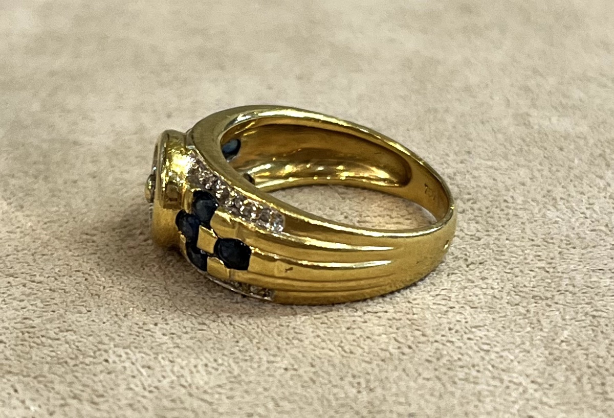 bague bandeau fleur saphirs et diamants-photo-1