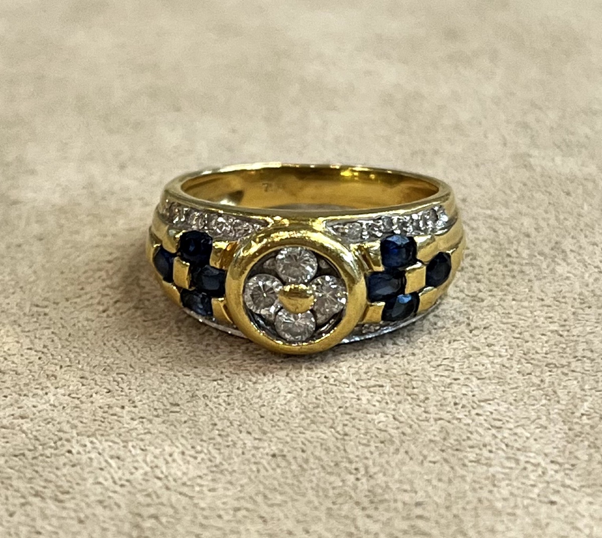 bague bandeau fleur saphirs et diamants-photo-2