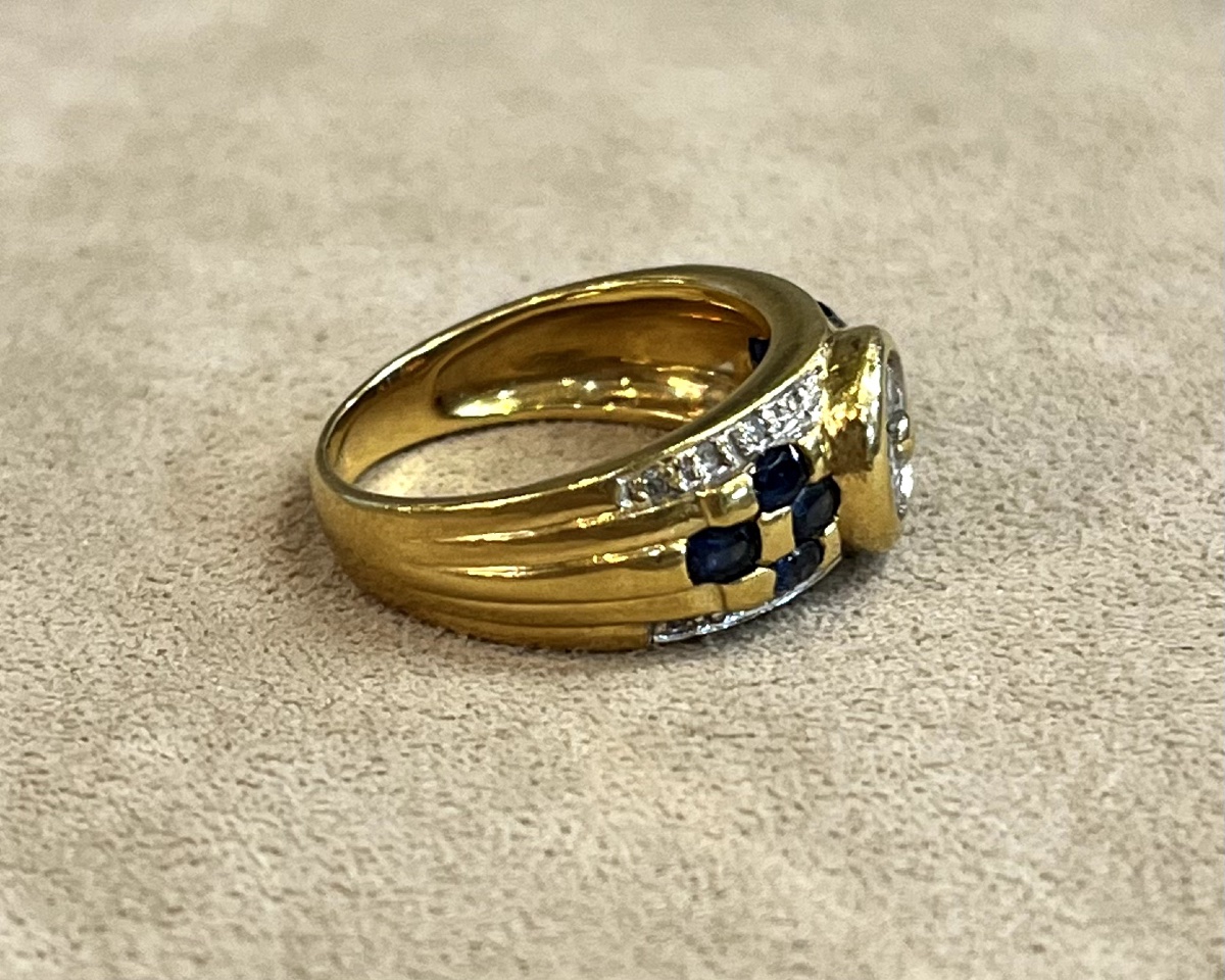 bague bandeau fleur saphirs et diamants-photo-4