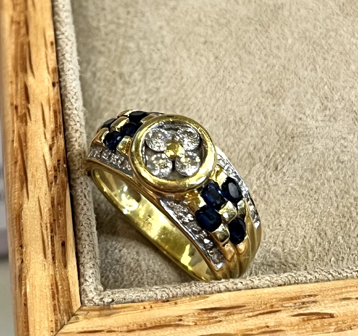 bague bandeau fleur saphirs et diamants-photo-6