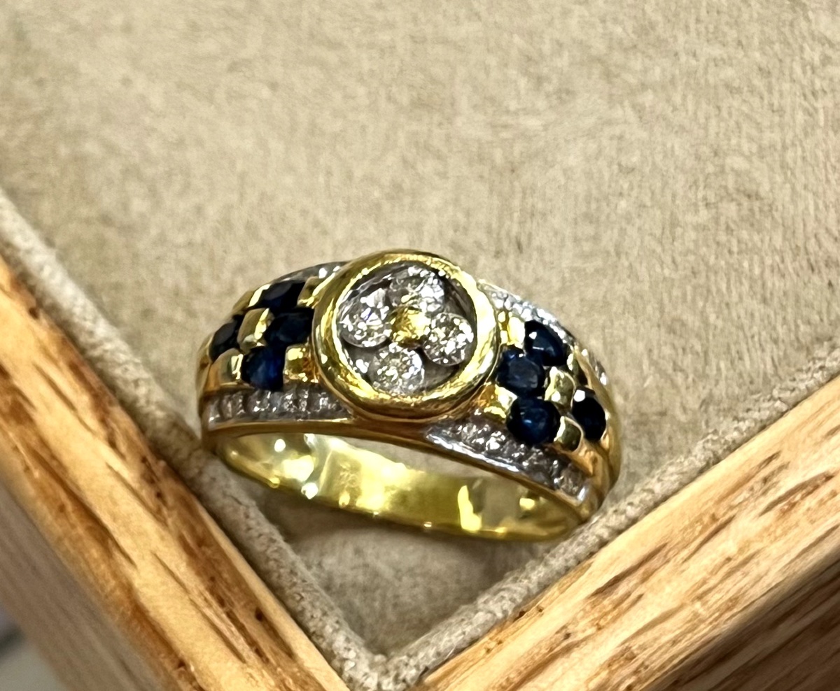 bague bandeau fleur saphirs et diamants-photo-7