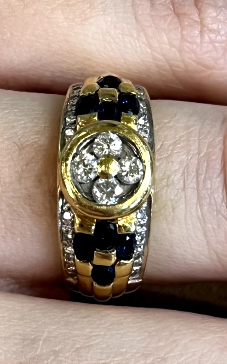 bague bandeau fleur saphirs et diamants