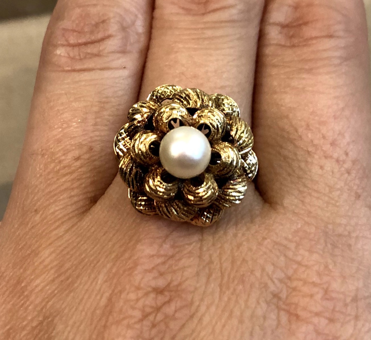 Cabbage Ring With Pearl-photo-4