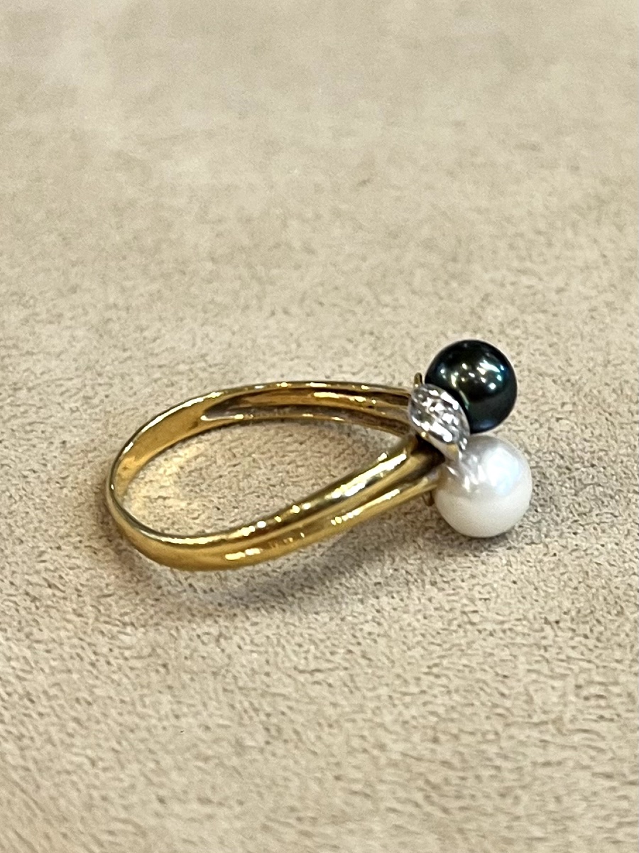 Two-tone Pearl And Diamond Ring -photo-5