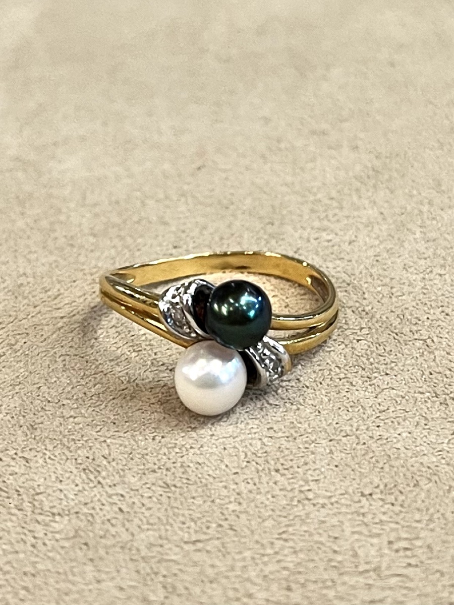 Two-tone Pearl And Diamond Ring -photo-6
