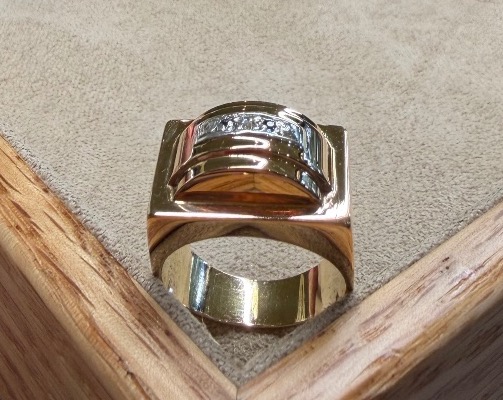 Sapphire And Rose Diamond Tank Ring-photo-3