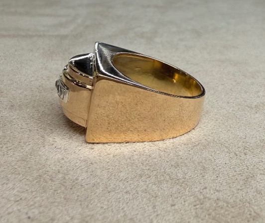 Sapphire And Rose Diamond Tank Ring-photo-1