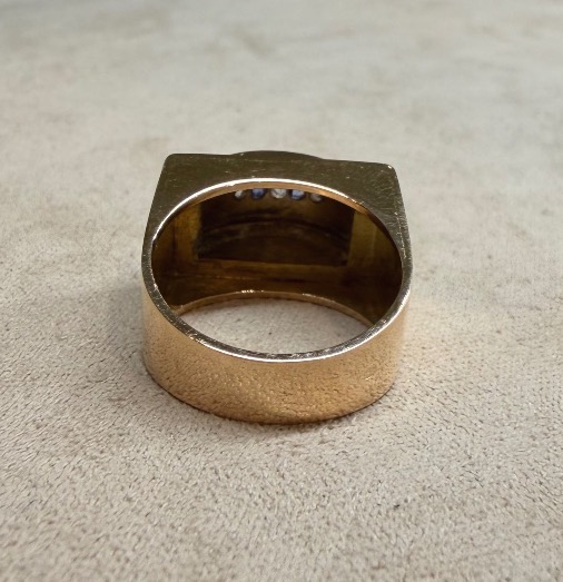 Sapphire And Rose Diamond Tank Ring-photo-2