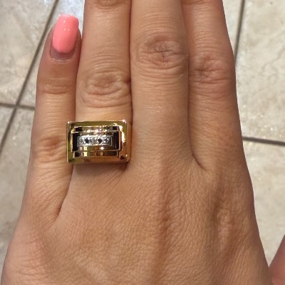 Sapphire And Rose Diamond Tank Ring-photo-4