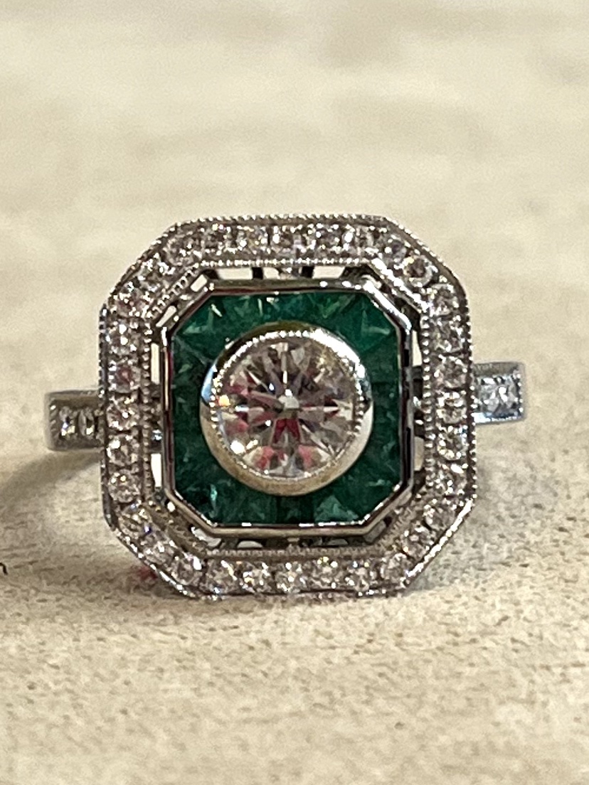 Bague Emeraudes et diamants -photo-3