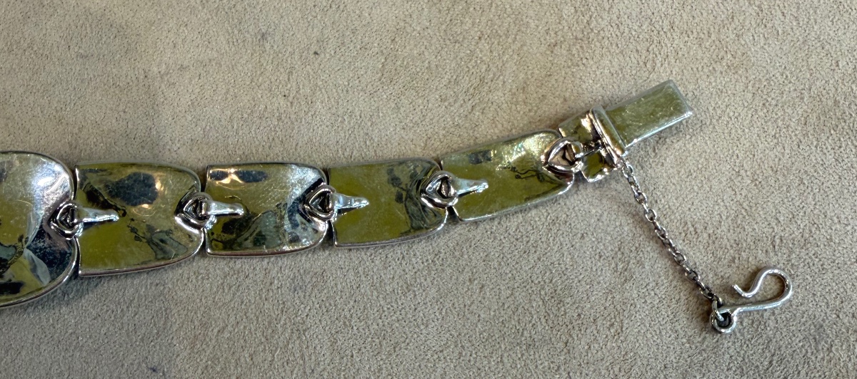 Bracelet émail bleu, grenats et marcassites-photo-2