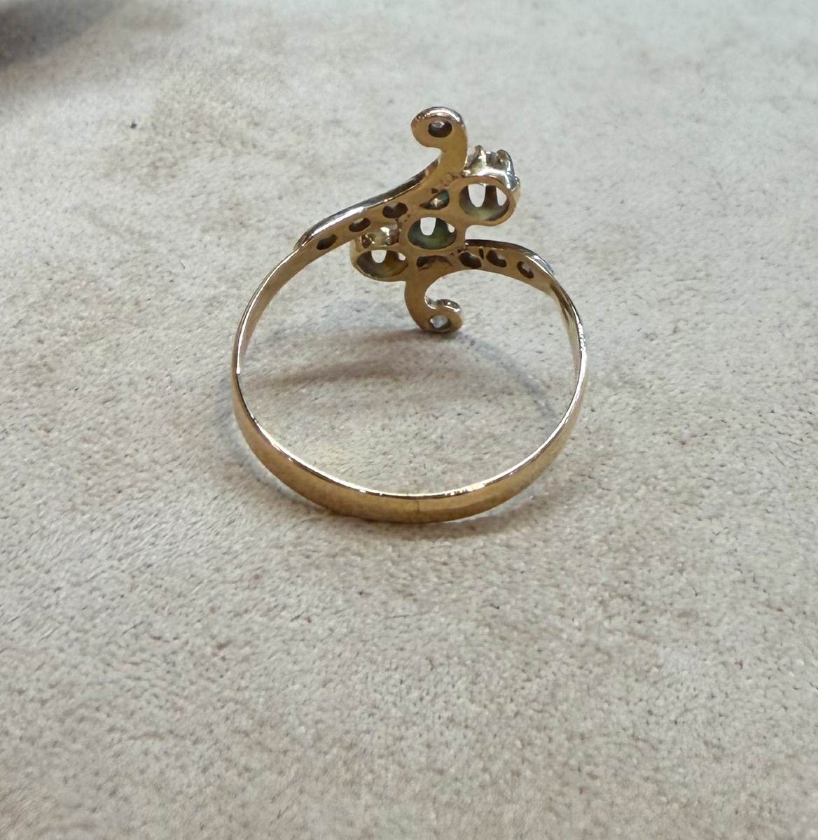 Bague émeraude et roses de diamants-photo-3