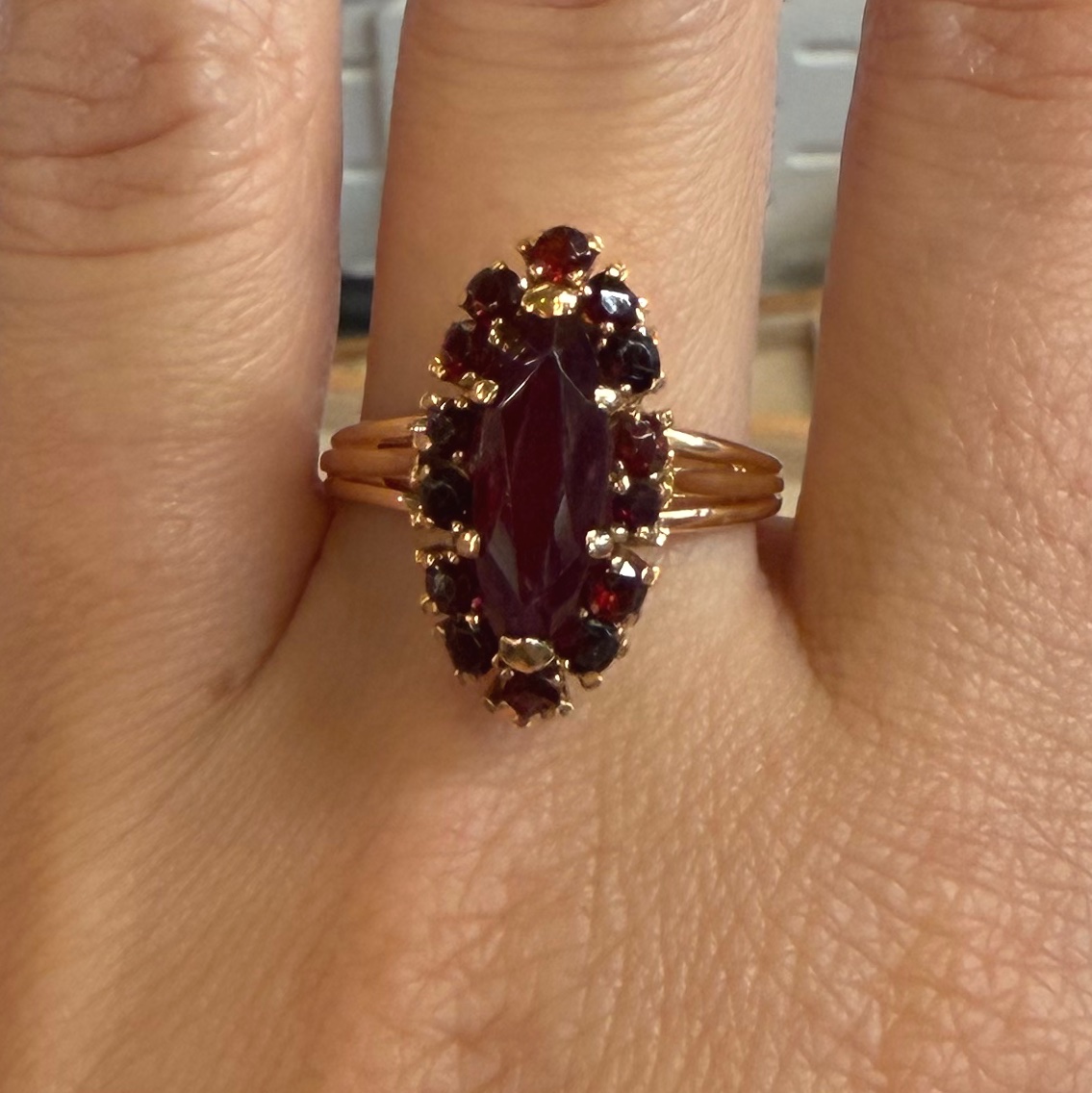 Bague marquise grenats-photo-4