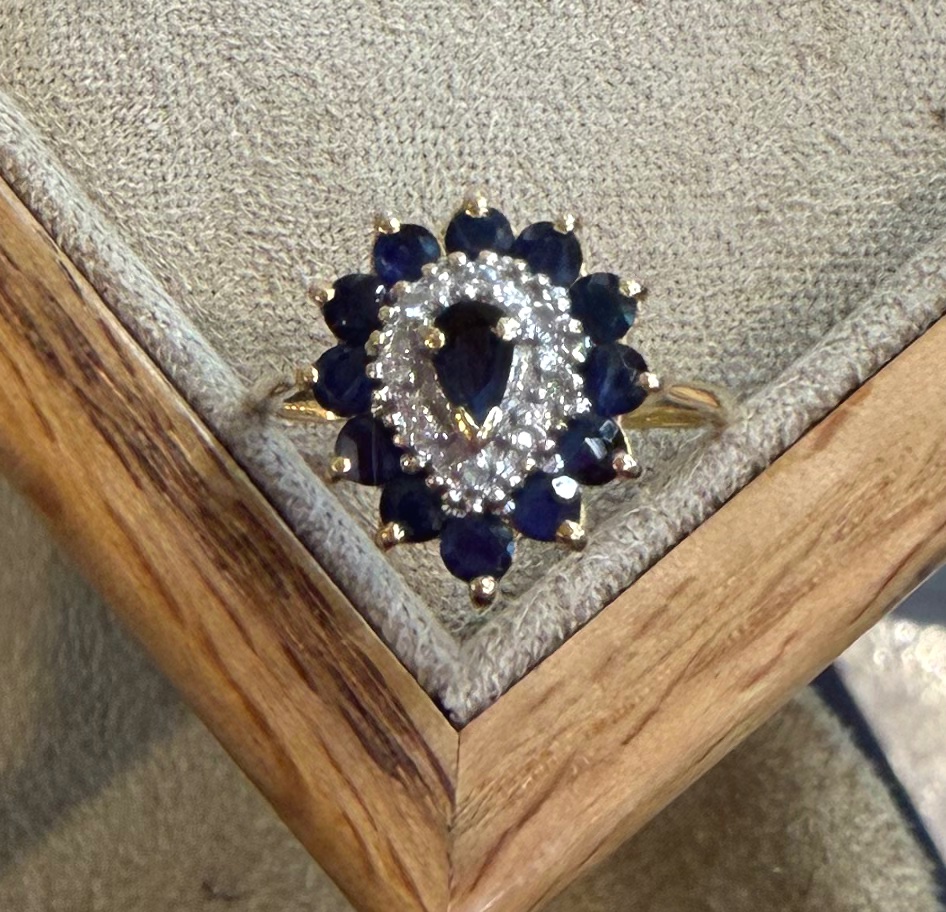 Bague goutte saphirs et diamants-photo-1