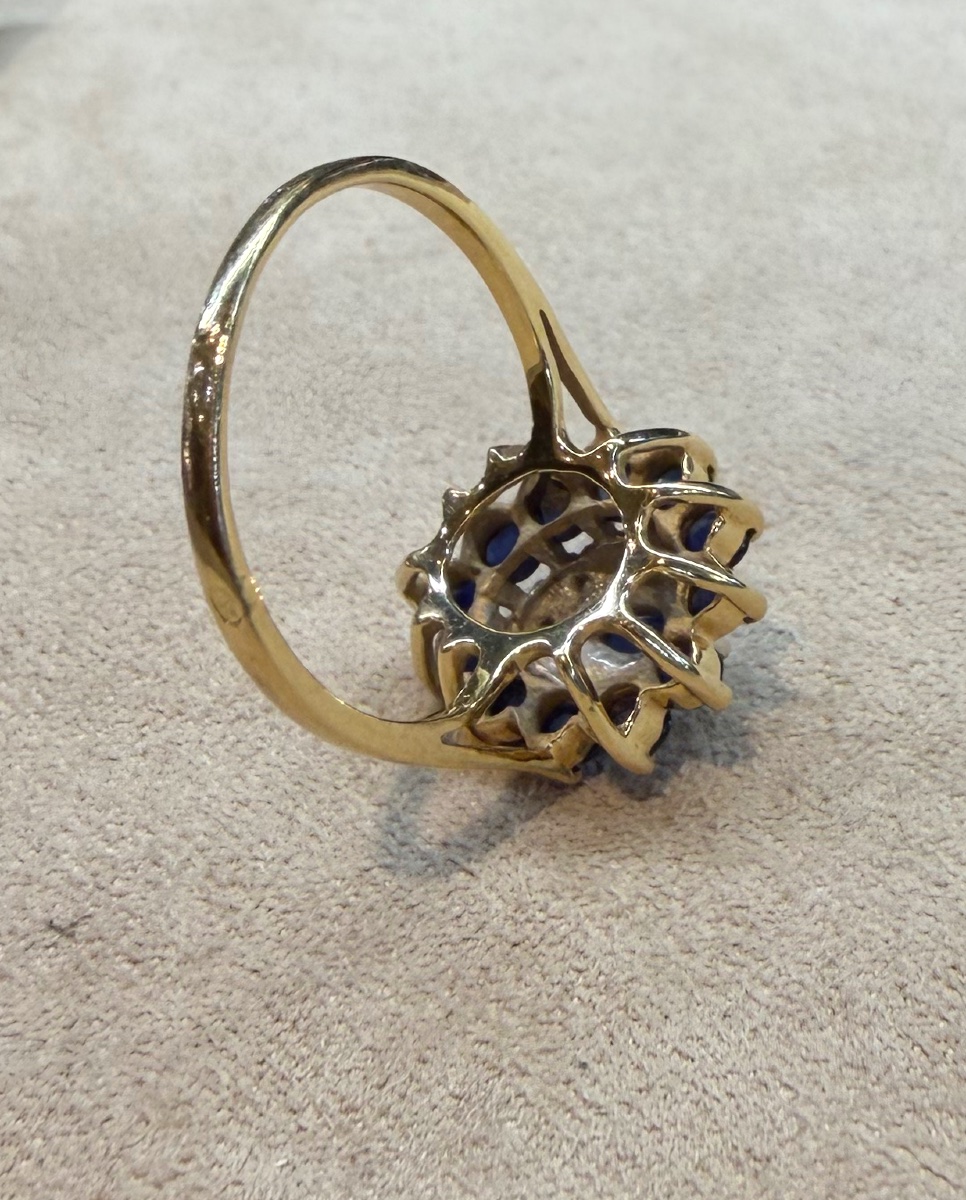 Bague goutte saphirs et diamants-photo-2