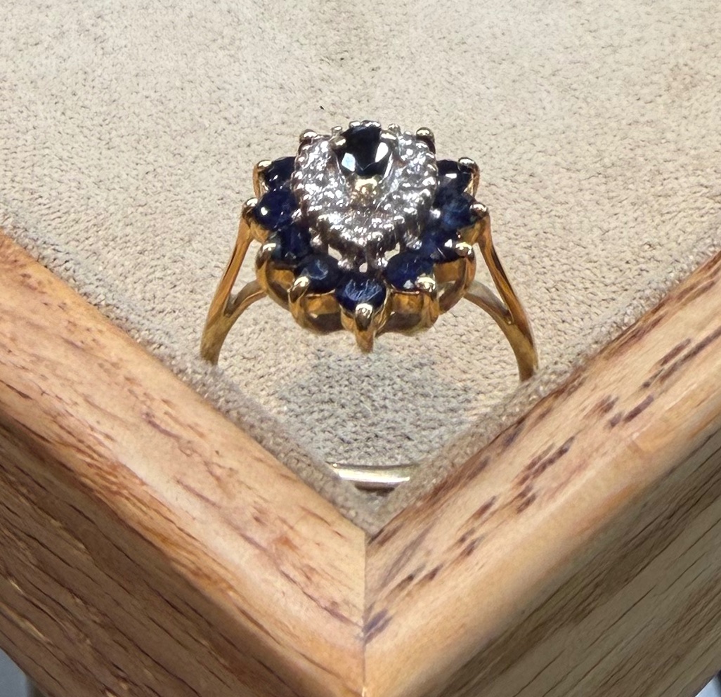 Bague goutte saphirs et diamants-photo-3