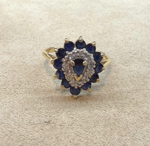 Bague goutte saphirs et diamants