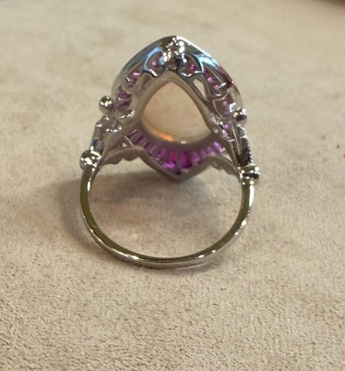 Bague marquise opale -photo-2