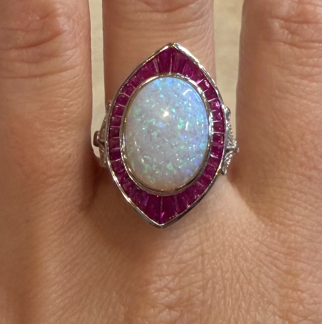 Bague marquise opale -photo-1