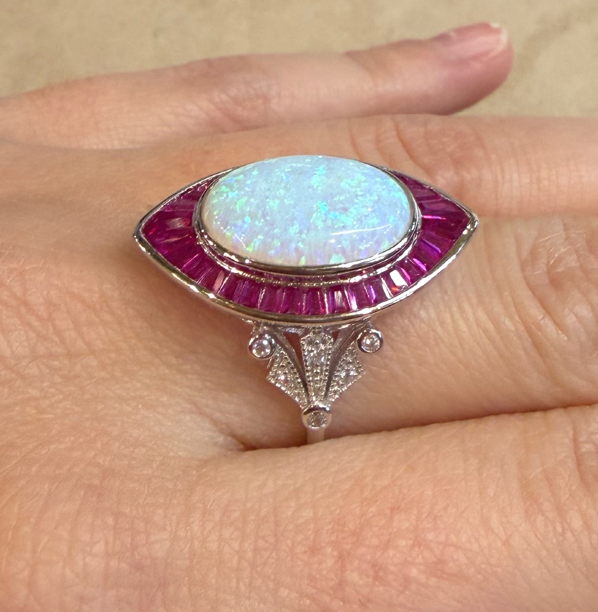 Bague marquise opale -photo-2