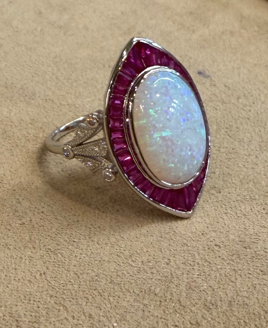Bague marquise opale -photo-3