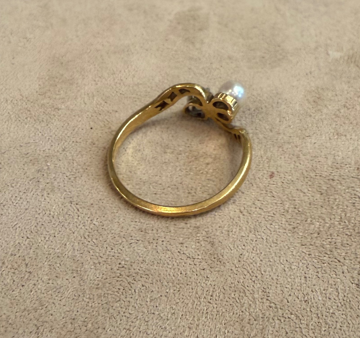 Bague toi et moi perle et diamants-photo-2