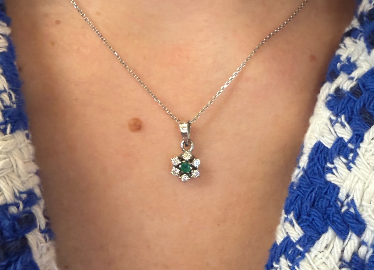 Pendentif emeraude et diamants-photo-7