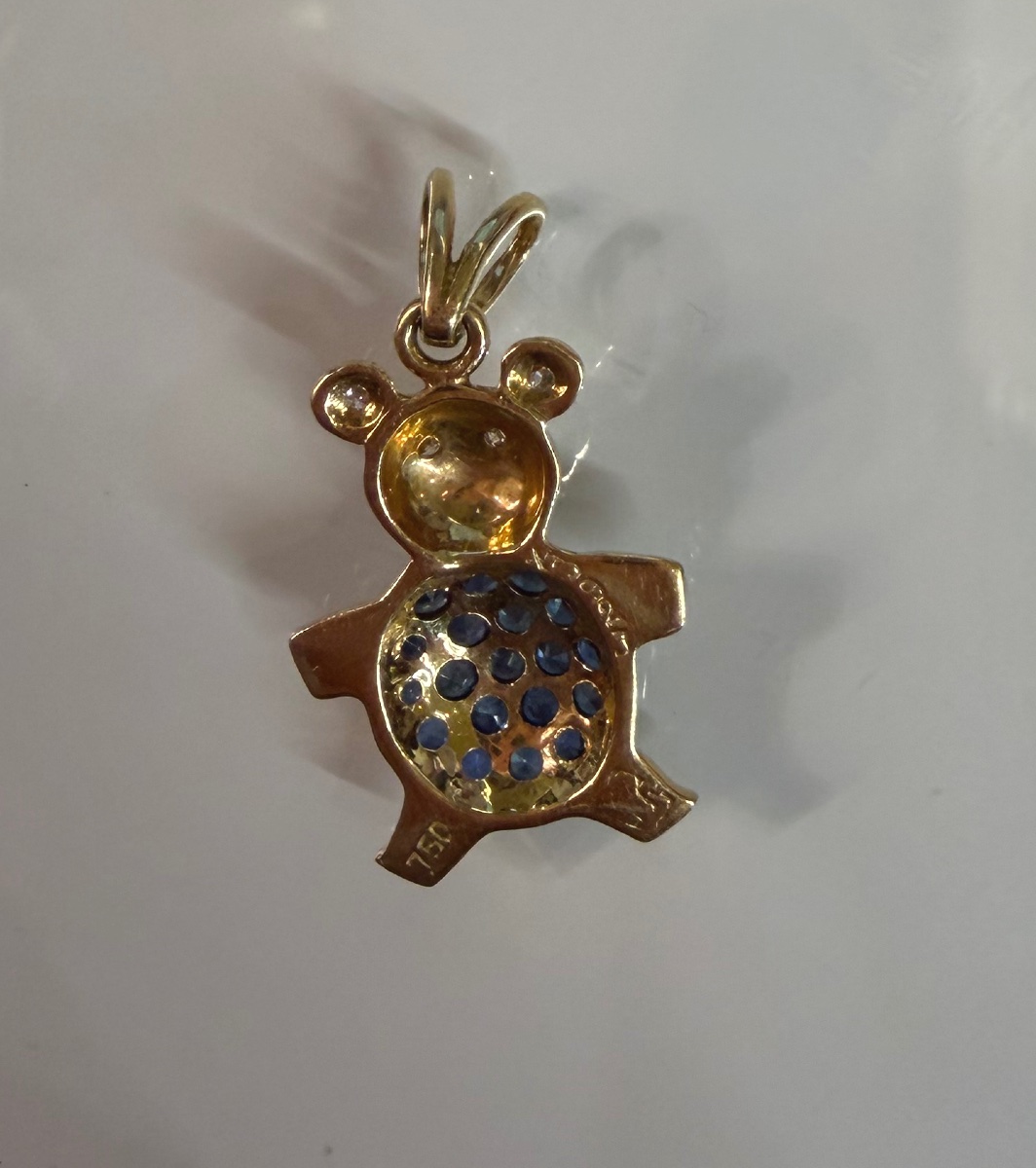 Sapphire And Diamond Teddy Bear Pendant-photo-2
