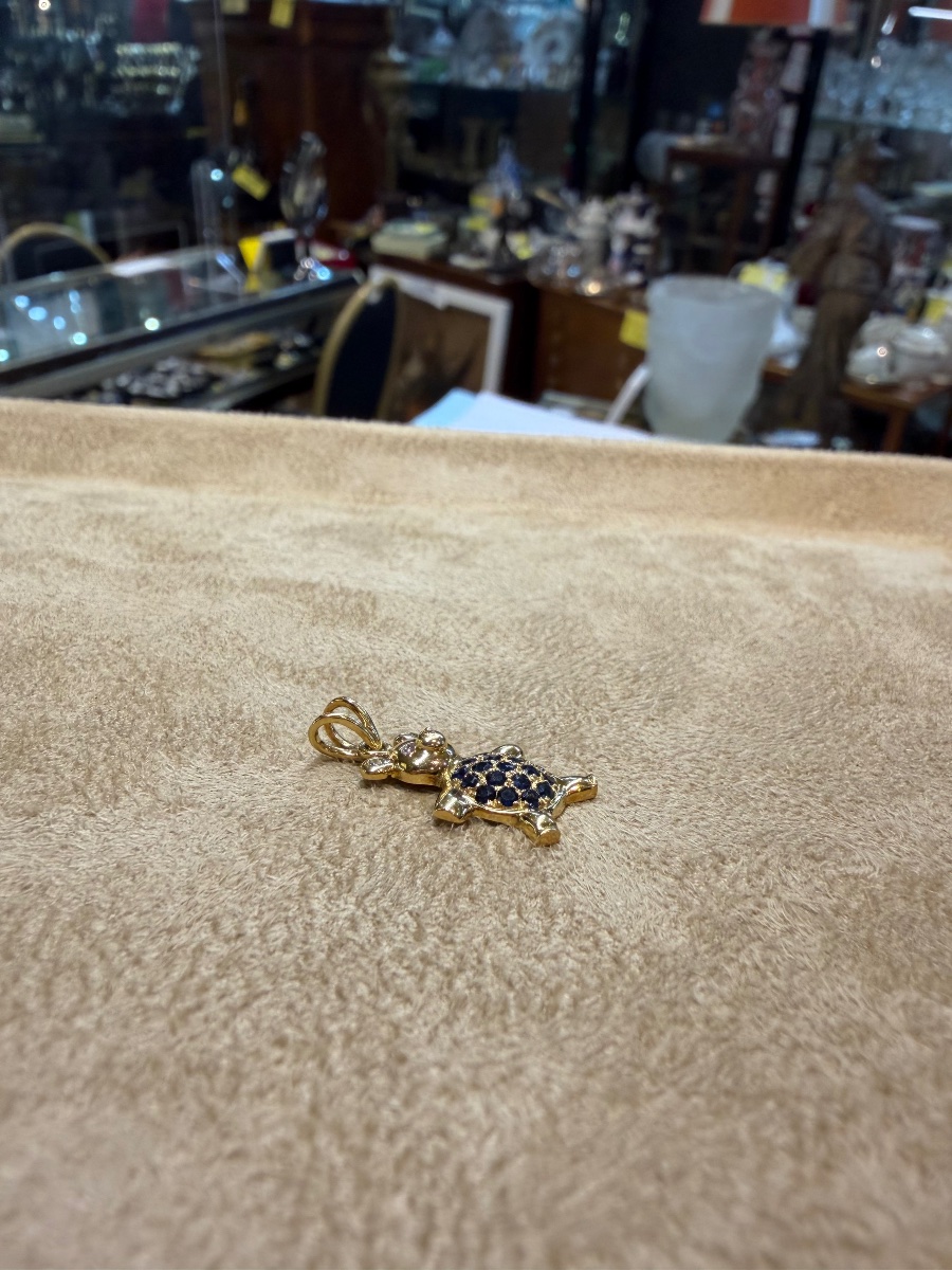 Sapphire And Diamond Teddy Bear Pendant-photo-3