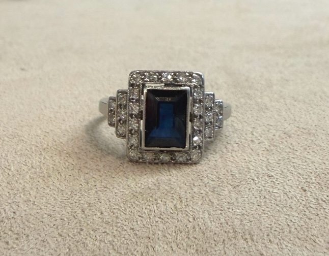 Bague art déco saphir et diamants